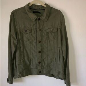 TAHARI Women’s Lightweight Snap-up Long Sleeve Jacket Army Green XL